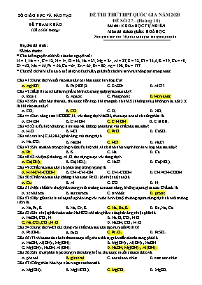 Đề thi thử THPT quốc gia năm 2020 môn Hóa học - Đề số 27